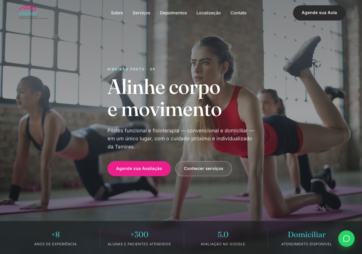 Site desenvolvido pela Programeros para o Alinhar Studio