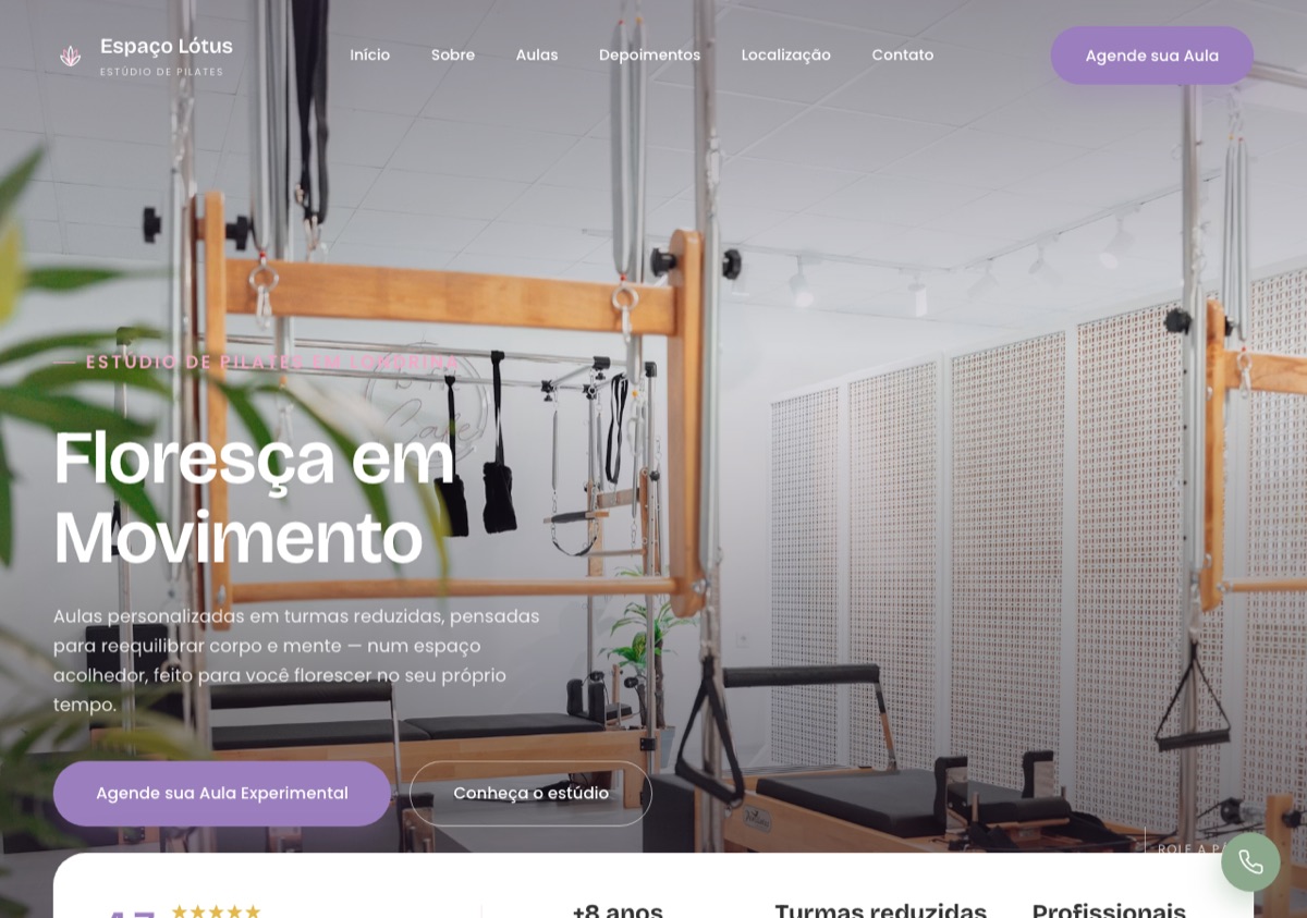 Site desenvolvido pela Programeros para o estúdio Espaço Lótus