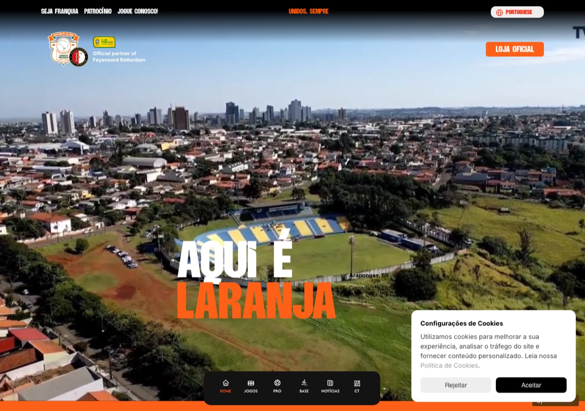 Site desenvolvido pela Programeros para o EC Laranja Mecânica