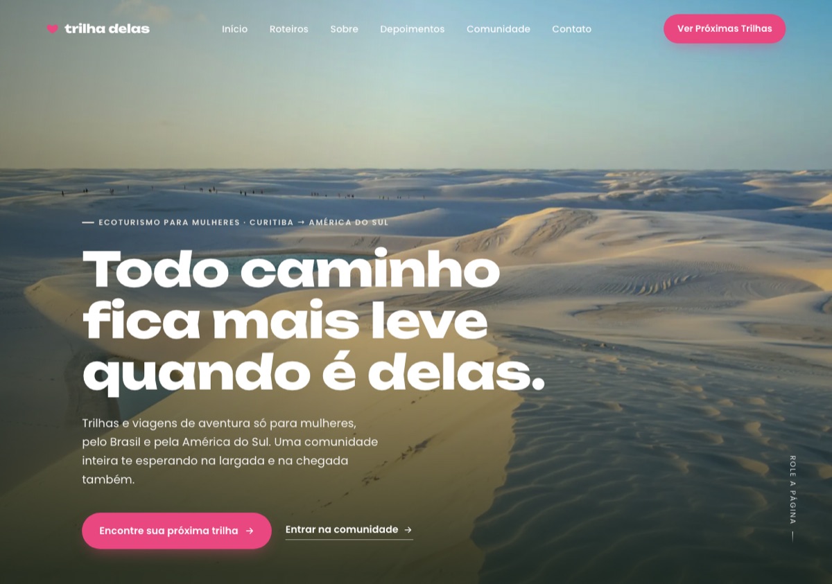 Site desenvolvido pela Programeros para a Trilha Delas